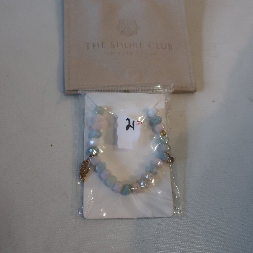 NWT Tai Shore Club Turks + Caicos (Item - 21) Pastel Blue White Beaded Bracelet